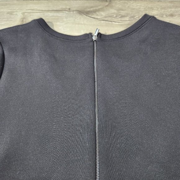 Ann Taylor Black Quilted Skirt Short Sleeve Shift Mini Dress Women's Size M - Picture 8 of 14